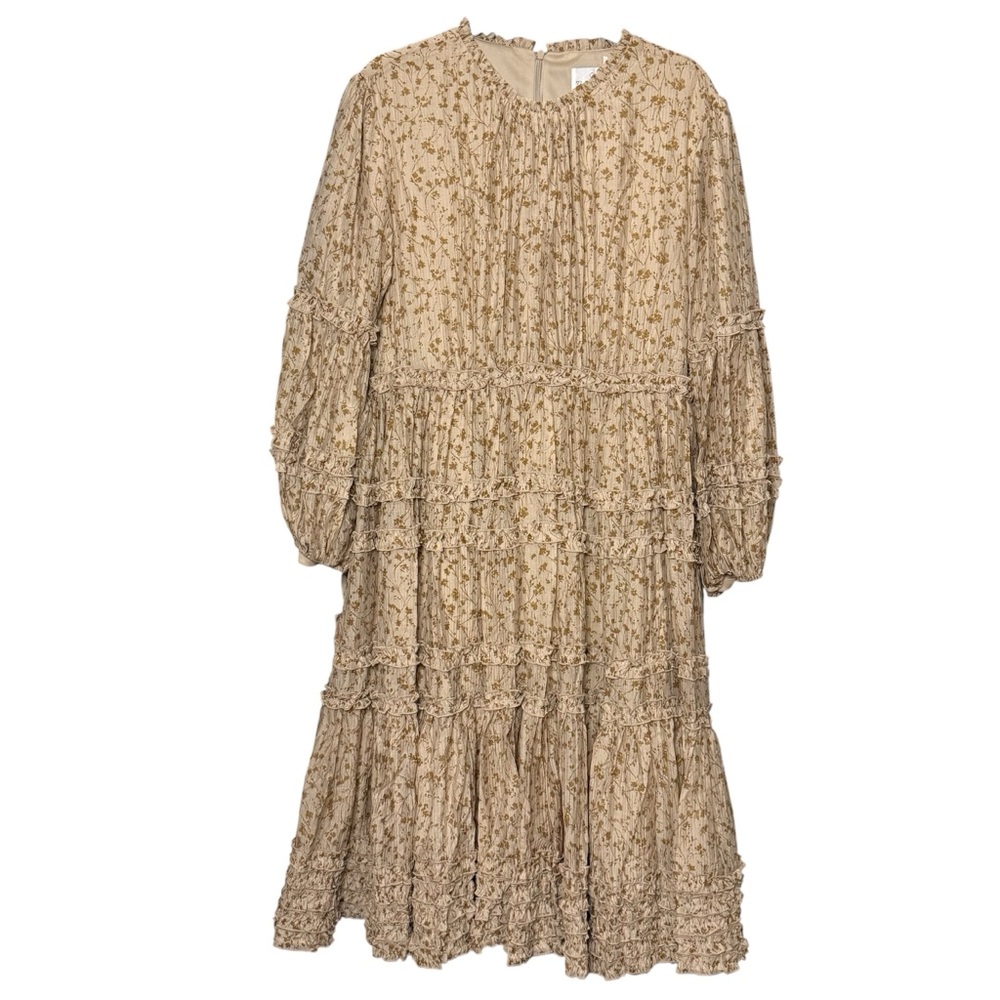 NWT Dainty Jewells Women’s Size XL Breezes & Blossoms Beige Floral Midi Dress